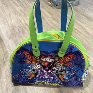 Ed Hardy Tattoo Art Large Tote Bag Mermaid Koi Skull Love Kills Purse Unique